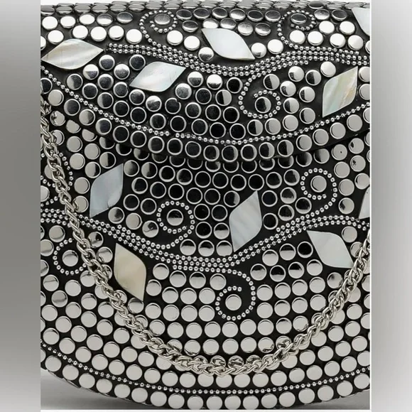 Silver clutch with mother of pearl leaf design - Picture 7 of 8